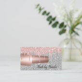 Nail Pools Roos Gold Drivers Zilver Glitter Salon Visitekaartje (Staand voorkant)