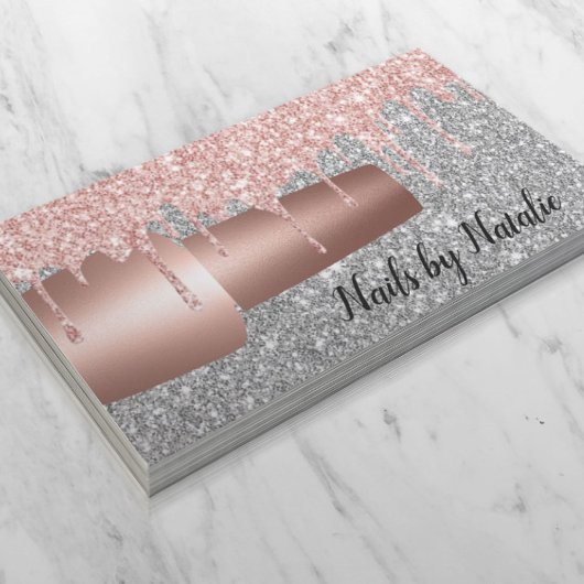 Nail Pools Roos Gold Drivers Zilver Glitter Salon Visitekaartje