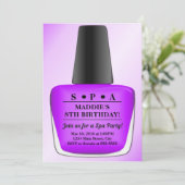 Nail Poolse Birthday Invitation Paars Spa Kaart (Staand voorkant)
