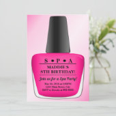 Nail Poolse Birthday Invitation Pink Spa Partij Kaart (Staand voorkant)