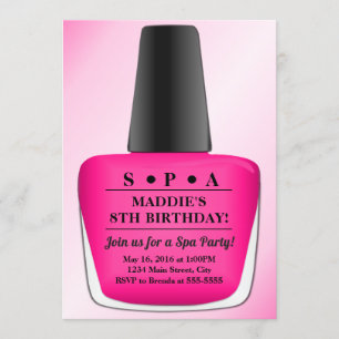 Nail Poolse Birthday Invitation Pink Spa Partij Kaart