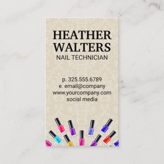 Nail Poolse flessen | DamasMonogram Visitekaartje (Voorkant)