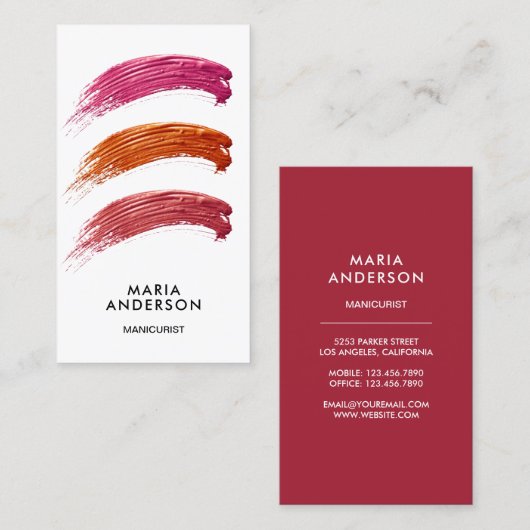 Nail Poolse kleurstalen Manicurist Visitekaartje (Voorkant / Achterkant)