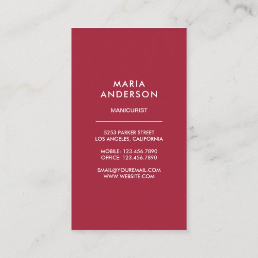 Nail Poolse kleurstalen Manicurist Visitekaartje (Achterkant)