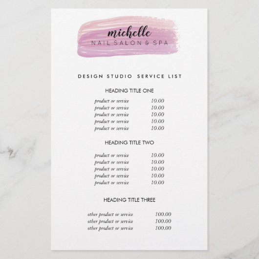 Nail Poolse Pensa Nail Salon Pricing & Services Flyer (Voorkant)
