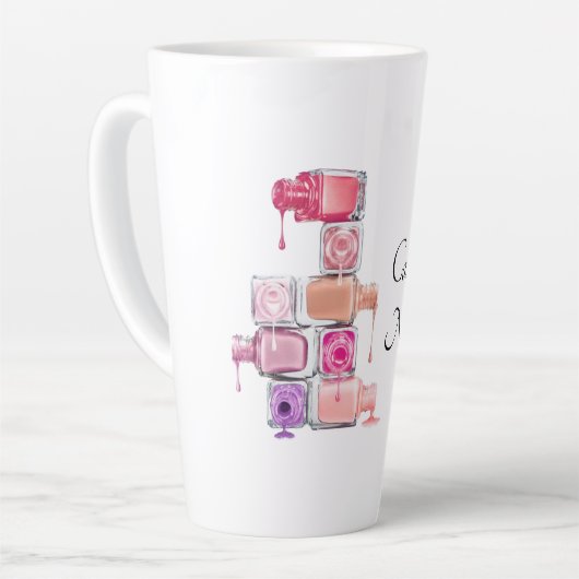 Nail Poolse Stack gepersonaliseerd Latte Mok (Linkerhoek)