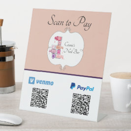 Nail Poolse stapelscan om QR-code te betalen Reclamebord Met Voetstuk