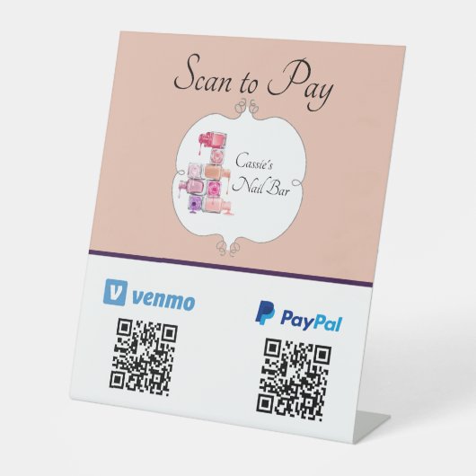 Nail Poolse stapelscan om QR-code te betalen Reclamebord Met Voetstuk (Voorkant)