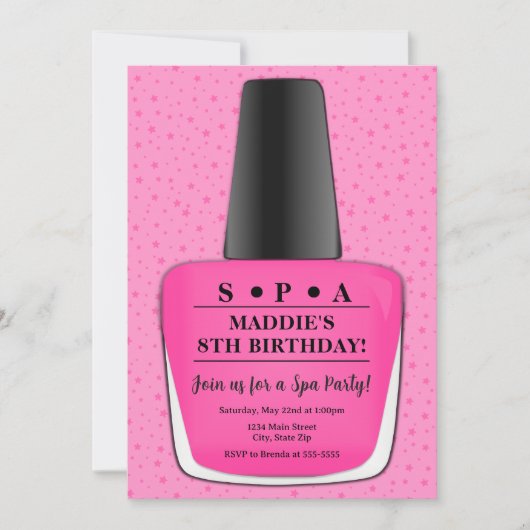 Nail Poolse uitnodiging tot aardedag - Pink Nail P (Voorkant)