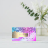 Nail-Poolse Unicorn Glitter Drivers Manicurist Visitekaartje (Staand voorkant)