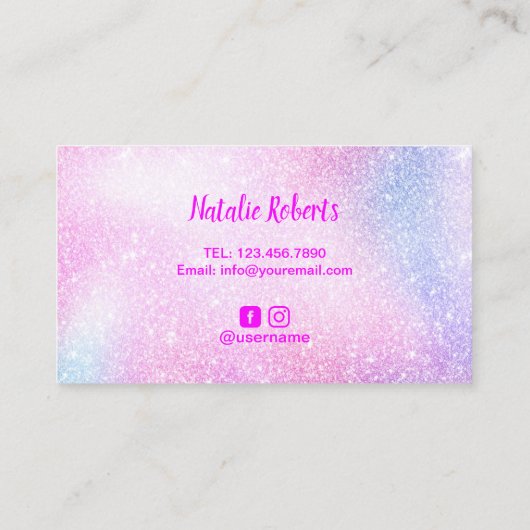 Nail-Poolse Unicorn Glitter Drivers Manicurist Visitekaartje (Achterkant)