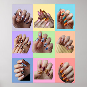 Nail Pop Art Trendy Kleurrijke Vingernagels Poster