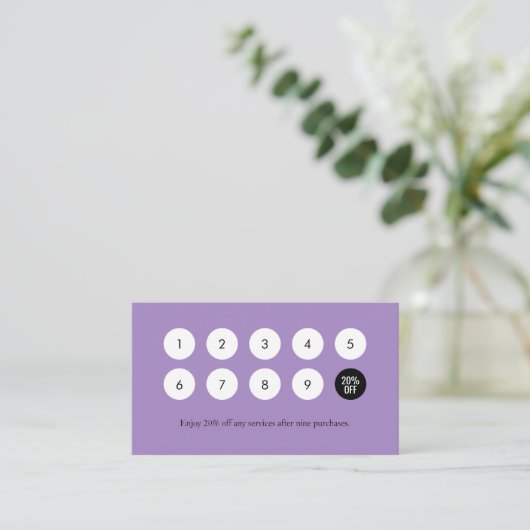 Nail | Purple Flowers | Beauty Salon Loyalty Card (Staand voorkant)