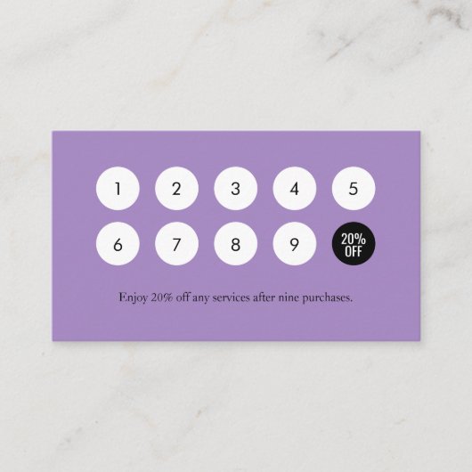 Nail | Purple Flowers | Beauty Salon Loyalty Card (Voorkant)