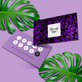 Nail | Purple Flowers | Beauty Salon Loyalty Card