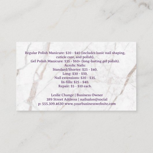 Nail Salon Achtergrond | Manicure Polish Klantenkaartje (Achterkant)