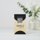 Nail Salon Beauty Artist QR Code Faux Glitter Gold Visitekaartje (Staand voorkant)