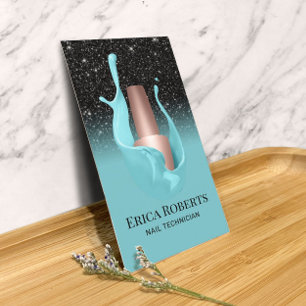 Nail Salon Black en Turquoise Poolse Makeup Artist Visitekaartje