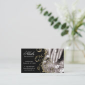 Nail Salon Black Gold Sparkle Visitekaartje (Staand voorkant)