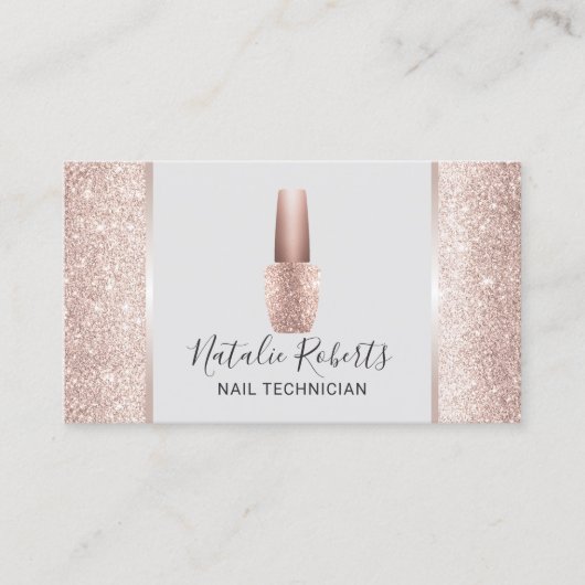 Nail Salon Blush Roos Gold Glitter Poolse mest Visitekaartje (Voorkant)