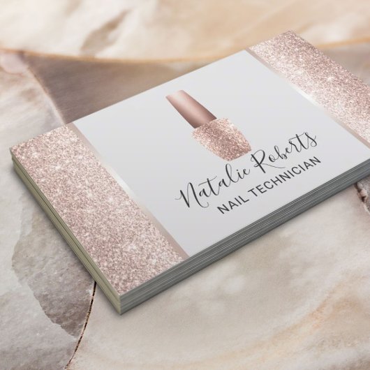 Nail Salon Blush Roos Gold Glitter Poolse mest Visitekaartje