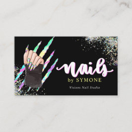 Nail Salon Bold Holographic Uw Logo Visitekaartje