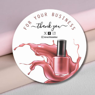 Nail Salon Business Branding Dankjewel Kaart Ronde Sticker