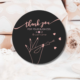 Nail Salon Business Branding Dankjewel Kaart Ronde Sticker
