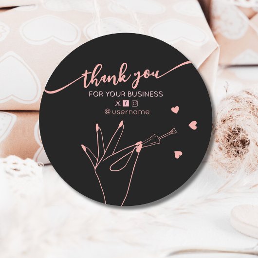 Nail Salon Business Branding Dankjewel Kaart Ronde Sticker