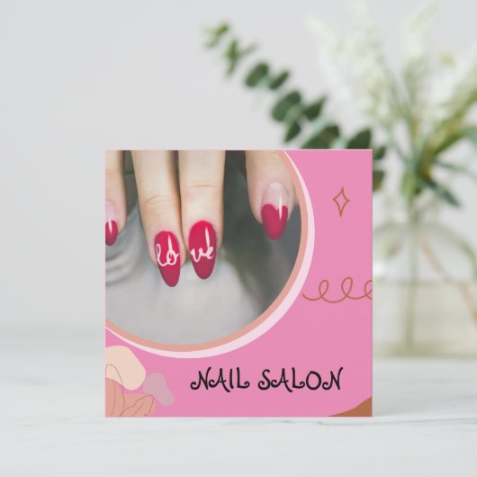 Nail Salon Business Flat Visitekaartje (Staand voorkant)