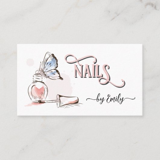 Nail Salon Butterfly Polish Manicurist Visitekaartje (Voorkant)