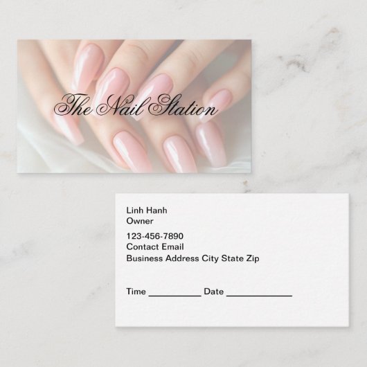 Nail Salon Classy Appointment Cards Visitekaartje (Voorkant / Achterkant)