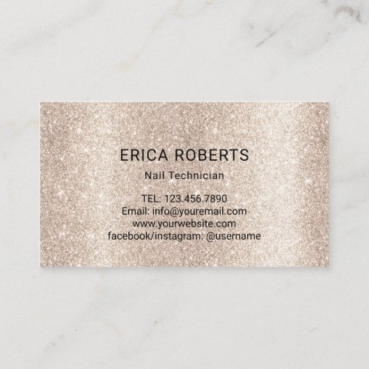 Nail Salon Cute Beige Glitter Manicurist Loyalty (Achterkant)