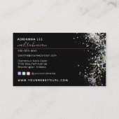 Nail Salon Diamond in Hands Pink Glitter Nail Tech Visitekaartje (Achterkant)