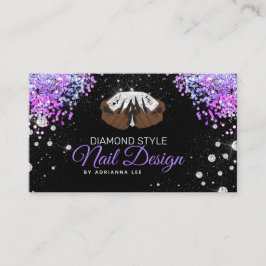 Nail Salon Diamond Paars Glitter Manicurist Shop Visitekaartje