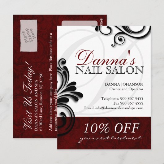 Nail Salon en Spa Adverteren Briefkaart (Voorkant / Achterkant)