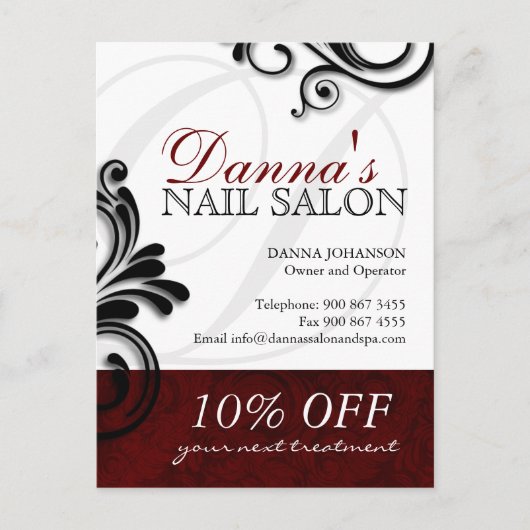 Nail Salon en Spa Adverteren Briefkaart (Voorkant)