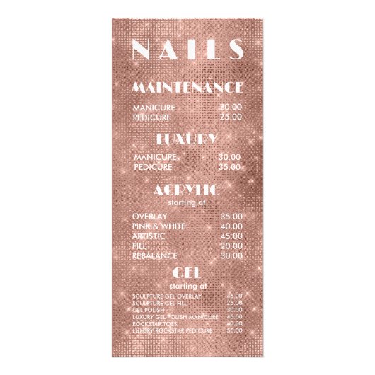 Nail Salon False Acryl Menu Prijs Lijst Kaarten (Voorkant)