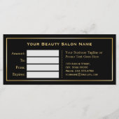 Nail Salon Gift Certificate Gold B&W Stripes (Achterkant)