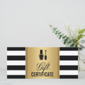Nail Salon Gift Certificate Gold B&W Stripes (Staand voorkant)