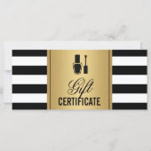 Nail Salon Gift Certificate Gold B&W Stripes (Voorkant)