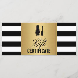 Nail Salon Gift Certificate Gold B&W Stripes