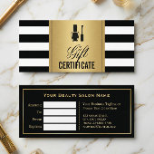 Nail Salon Gift Certificate Gold B&W Stripes