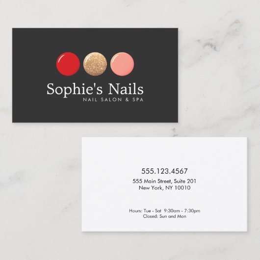 Nail Salon Glitter Poolse Drop Logo Manicurist Visitekaartje (Voorkant / Achterkant)