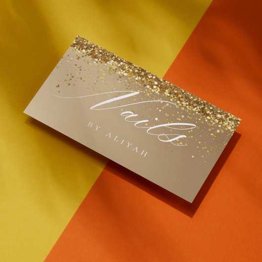 Nail salon Gold glitter Confetti Business Card Visitekaartje