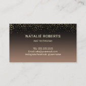 Nail Salon Gold Glitter Typografie Zwart & Beige Visitekaartje (Achterkant)
