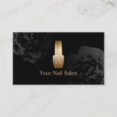 Nail Salon Gold Poolse fles Elegant Black Floral Visitekaartje (Voorkant)
