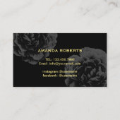 Nail Salon Gold Script Elegant Black Floral Visitekaartje (Achterkant)