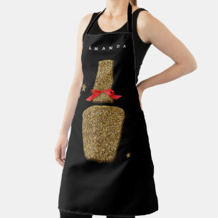 Nail SALON - Golden glitter nagellak zwart Schort