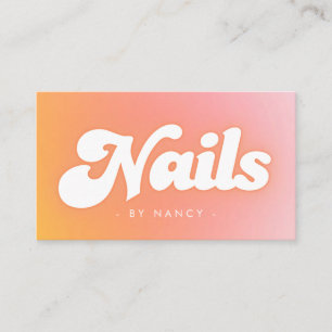 Nail Salon Groovy Retro Peach Visitekaartje